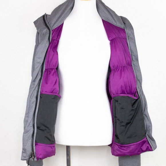 Athleta Limber Down Convertible Puffer Jacket Vest Gray Goose Down Size M - Picture 13 of 14